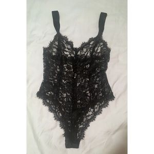 VICTORIA'S SECRET 1980s Black Lace Teddy